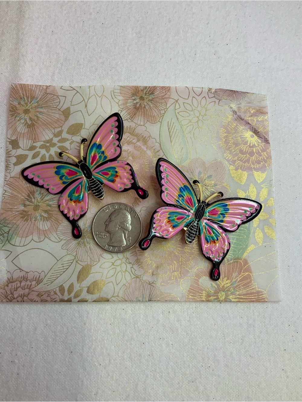 Whimsical Large Metal Butterfly Earrings (Z-27) - Picture 2 of 3